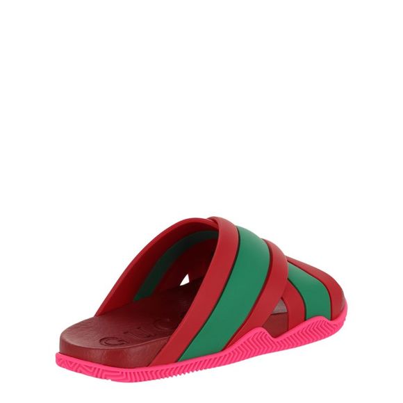Gucci Rubber Web Striped Sandals - Picture 3 of 6